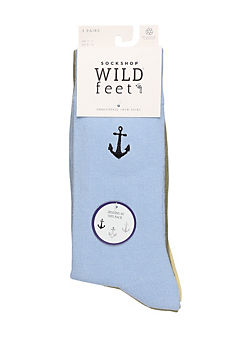 Pack of 3 Mens Embroidery Jacquard Socks by Wild Feet