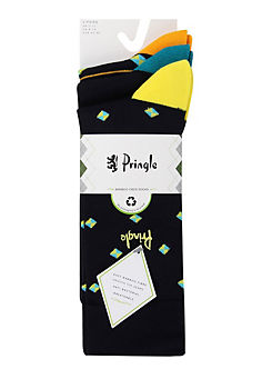 Pack of 3 Mens Navy Jacquard Socks by Pringle