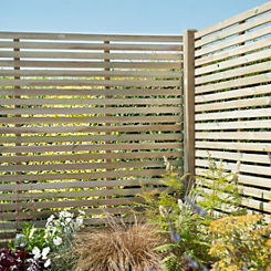 Pack of 3 Pressure Treated Contemporary Slatted Fence Panel - 6ft by Forest