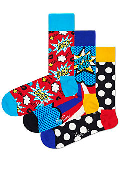 Pack of 3 Super Dad Socks Gift Set by Happy Socks