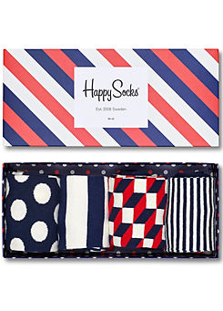 Pack of 4 Classic Navy Socks Gift Set by Happy Socks