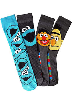 Pack of 4 Men’s ’Bert’ & ’Ernie’ & ’Cookie’ Monster Socks by Sesame Street