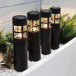 Pack of 4 Solar Pillar Stake Lights by Streetwize