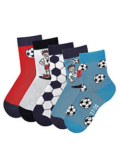 Pack of 5 Football Kids Socks by H.I.S