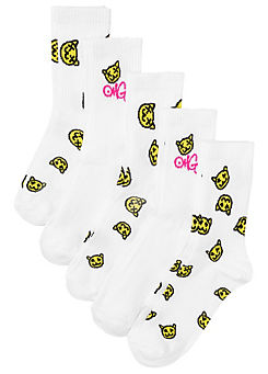 Pack of 5 Pairs of Tennis Socks by bonprix
