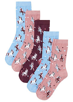 Pack of 5 Unicorn Socks by bonprix