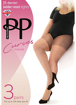 Pack of 6 Curves 15 Denier Ladder Resist Tights by Pretty Polly