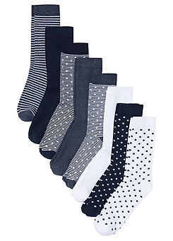 Pack of 8 Pattern Socks by bonprix