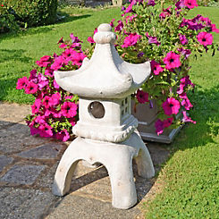 Pagoda Large Lantern Weathered Light Stone Effect Garden Ornament by Solstice Sculptures
