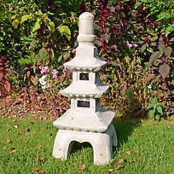 Pagoda Stack Weathered Light Stone Effect Garden Ornament by Solstice Sculptures
