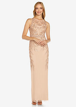 Papell Studio Beaded Column Long Dress by Adrianna Papell