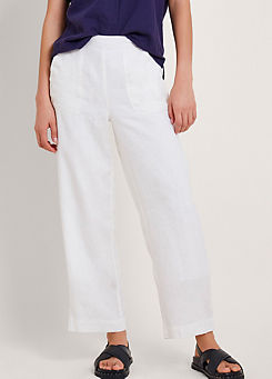 Parker Short-Length Linen Trousers White by Monsoon