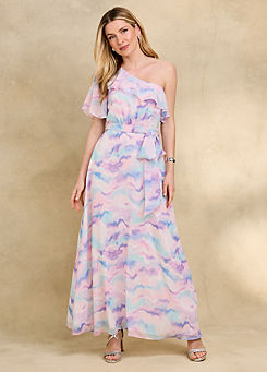 Pastel Marble Print One Shoulder Maxi Dress by Kaleidoscope