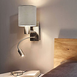 Pasteri Taupe Fabric LED Wall Lamp With Reading Light by EGLO