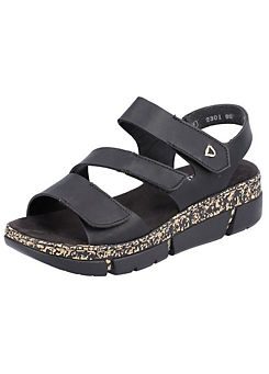 Patterned Sole Strappy Sandals by Rieker