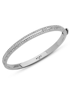 Pave Crystal Bangle in Silver Tone by DKNY