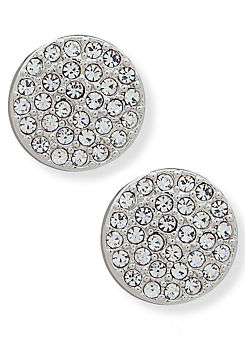 Pave Crystal Stud Earrings in Silver Tone by DKNY