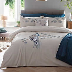 Peacock Embroidered Duvet Set by Kaleidoscope