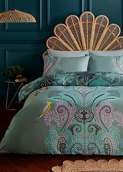 Peacock Filigree 100% Cotton Sateen 220 Thread Count Duvet Cover Set by Sara Miller
