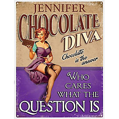 Personalised- Chocolate Diva Metal Sign for the Home by The Original Metal Sign Company