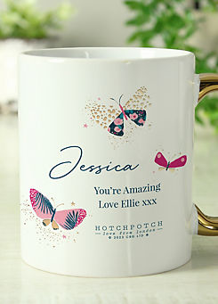 Personalised Butterfly Gold Handle Mug by Personalised Memento