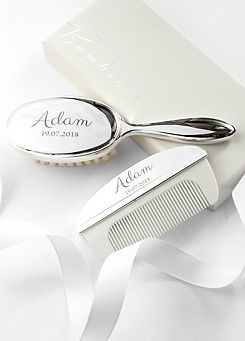 Personalised Classic Silver Plated Baby Brush And Comb Set by Treat Republic