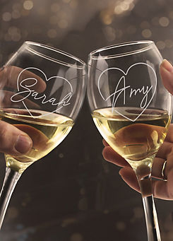 Personalised Heart Wine Glass Set by Personalised Momento