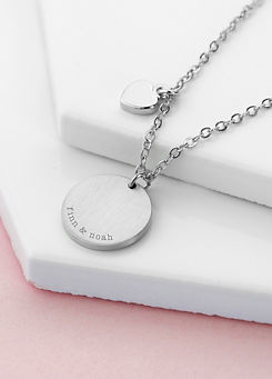 Personalised Heart and Disc Family Necklace by Treat Republic