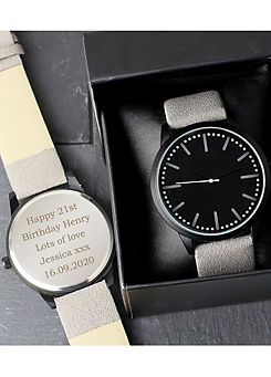 Personalised Men’s Black Dial on a Grey Strap Watch
