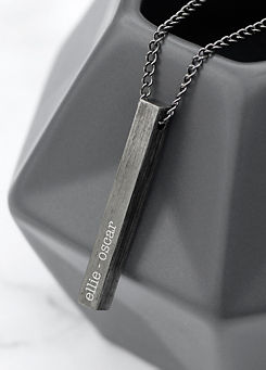 Personalised Men’s Solid Bar Necklace - Brushed Gunmetal by Treat Republic