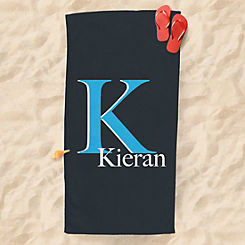 Personalised Name & Blue Initial Beach Towel by Lister Cartwright