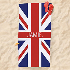 Personalised Name Union Jack Beach Towel by Lister Cartwright