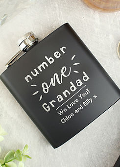 Personalised Number One Dad Black Hip Flask by Personalised Momento
