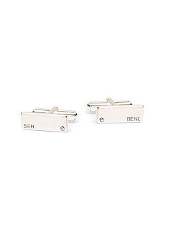 Personalised Rectangular Cubic Zirconia Cufflinks by For You Collection