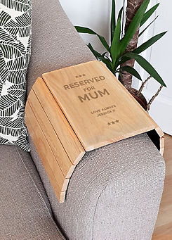 Personalised Reserved For Wooden Sofa Arm Tray by Personalised Momento