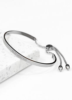 Personalised Silver Affirmation Bangle Bracelet by Treat Republic