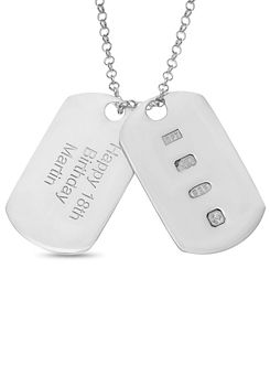 Personalised Sterling Silver Mens Double Dog Tag by Precious Sentiments