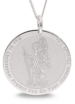 Personalised Sterling Silver St Christopher Disc Pendant by Precious Sentiments