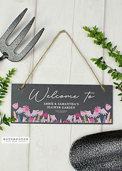Personalised Wild Flower Hanging Slate Plaque by Personalised Memento