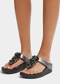 Pewter Black Fino Bauble-Bead Toe-Post Sandals by FitFlop