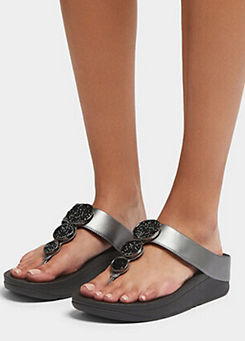 Pewter Black Halo Bead-Circle Metallic Toe-Post Sandals by FitFlop