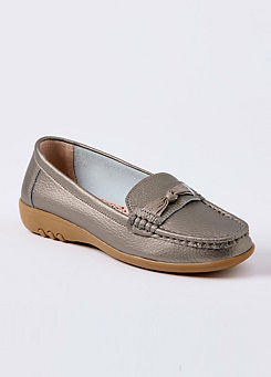Pewter Leather Knot Loafers by Cotton Traders