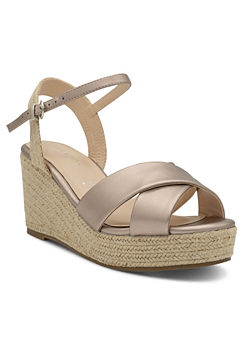 Pewter Wide Fit Faux Leather ’Yona’ Wedge Espadrille Sandals by Paradox London