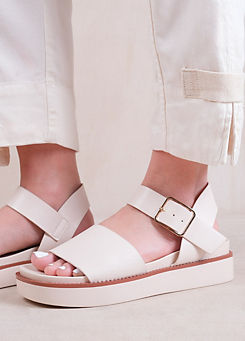 Phoenix Cream Buckle Flat Sandals by Where’s That From