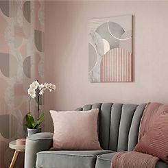 Pink & Grey Art Deco Geo Printed Canvas by Graham & Brown