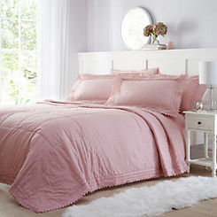 Pink Broderie Anglaise Bedspread & Pillowshams by Portfolio Home