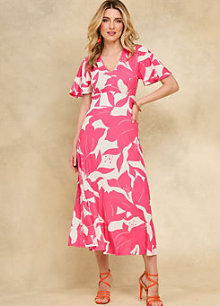 Pink Floral Print Jersey Midi Dress by Kaleidoscope