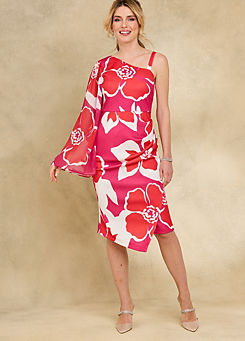 Pink Floral Print One Shoulder Dress by Kaleidoscope