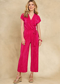 Pink Plisse Cropped Jumpsuit by Kaleidoscope
