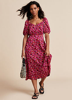 Pink Print Midi Tea Dress by Freemans